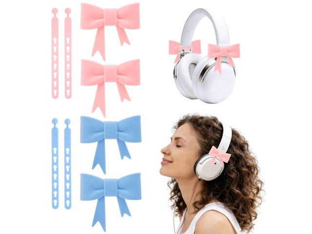4 Pack Silicone Bow Decor Headphone Accessories, 3D Cute Earphone Accessories for Women Girls, Gamer Gift for Christmas,Gamer Girl Headphones...