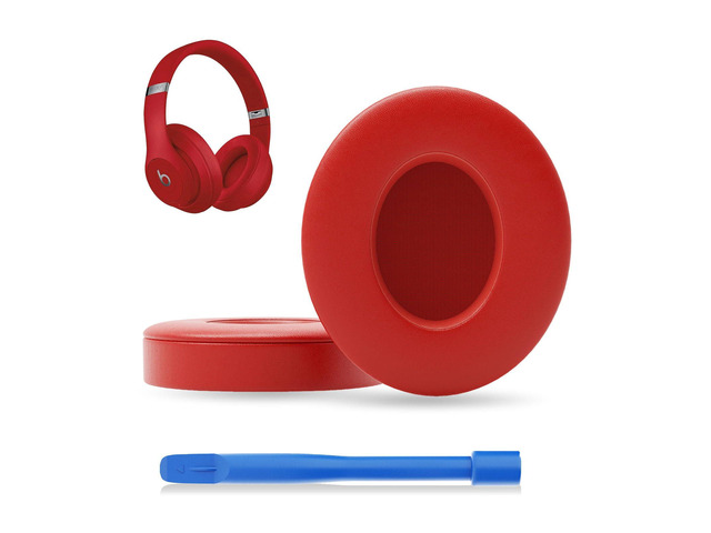 Replacement Ear Pads for Beats Studio3, Studio 2, Red Ear Covers Earpads Cushions Compatible with Beats Studio3/2 Headphone