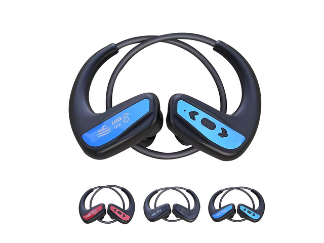Swimming Headphone Underwater Waterproof Bluetooth ipx8 2 Colors red Blue 32G MP3 Player,in Ear no Falling, for Running Diving Cycling Hiking Gym...