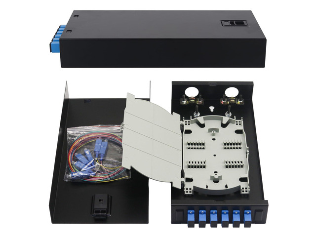 2 Pack SC-SM 6 Simplex 6 Port Wall Mount Fiber Enclosure with Spool Singlemode SC-UPC Kit (Includes 1.2 Meter Pigtail and 6PC Coupler)