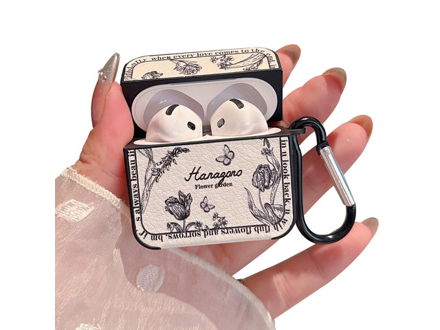for AirPod 4 Case for Women Girls Cute Retro Flower Design with Keychain PU Leather Squre Shockproof Protective Cover Compatible with AirPods 4th...