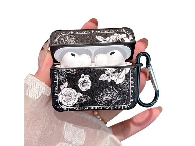 for AirPod Pro 3 Case 2025 for Women Girls Cute Retro Flower Design with Keychain PU Leather Squre Shockproof Protective Cover Compatible with...