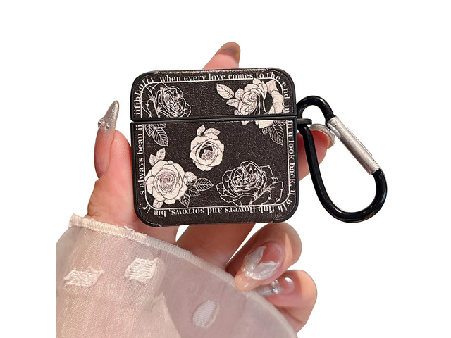 for AirPod 4 Case for Women Girls Cute Retro Flower Design with Keychain PU Leather Squre Shockproof Protective Cover Compatible with AirPods 4th...