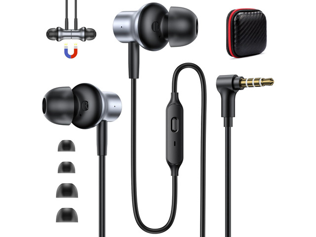5.9ft Long Cord Earbuds Wired for Chromebook Laptop PC, Grey Ear Buds Wired with 3.5mm Plug in Audio Jack Mic HiFi Stereo Wire Headphones Corded...