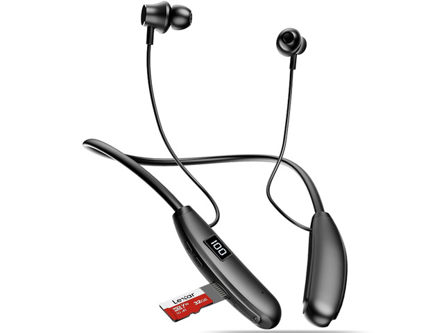 Neckband Bluetooth Headphones with TF Card Slot, 200H Playtime Earphone Lightweight Sports Headphones with Mic, Magnetic Neckband Earbuds for...