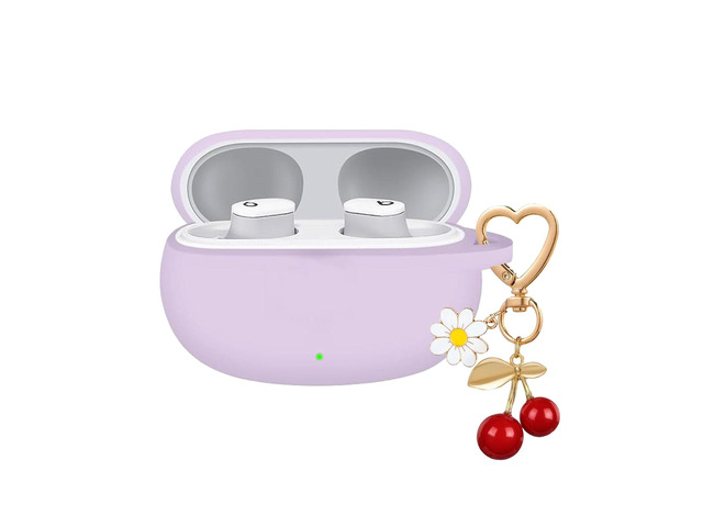 for Beats Studio Buds Case/Studio Buds Plus Case Cover,Soft Silicone Cover Protective with Cute Cherry Daisy Flower Charm Keychain for Beats Studio...