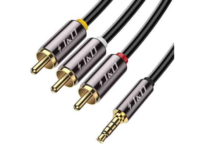 3.5mm to RCA AV Cable, Gold Plated Copper Shell Heavy Duty 3.5mm 1/8 inch Male TRRS to 3 RCA Male Plug Stereo Audio Video AUX Cable for Tablet,...