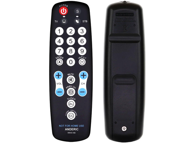 EzWipe Universal TV Remote Control - 1-Device - TV Only for Hospitality, Hotels, Motels, Commercial TVs - Clean Wipeable Membrane Surface - RRHC100