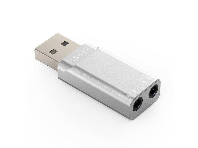 USB A to Dual 3.5mm Headphone Splitter with DAC - USB to Double Stereo Audio Adapter - Compatible with Lenovo HP Dell Asus Computer Laptop PC