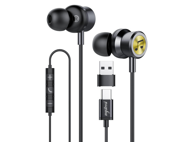 USB C Wired Earbuds, in Ear Earphones for Samsung S25 S24 Ultra A16 5G USBC Headphones with Mic, Magnetic Noise Isolation Headset Compatible for...