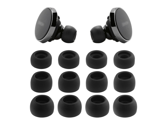 Replacement Silicone Ear Tips for Denon Perl Pro Earbuds, 6 Pairs (S/M/L, Black)