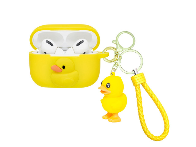 for Airpod Pro Case, Cute Kawaii Cover for Airpod Pro 2019 with Keychain for Women (Duck)