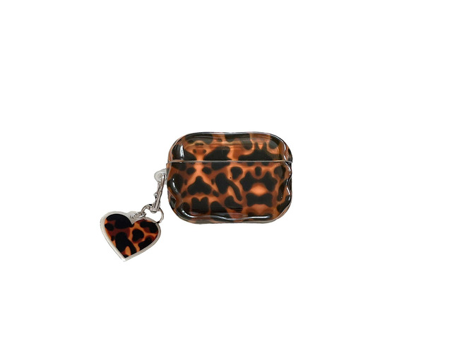 Aesthetic Tortoise Shell Case for Airpods Pro,Brown Leopard Print Protective Cover with Love Keychain for Cool Girls Women, Compatible for AirPods...