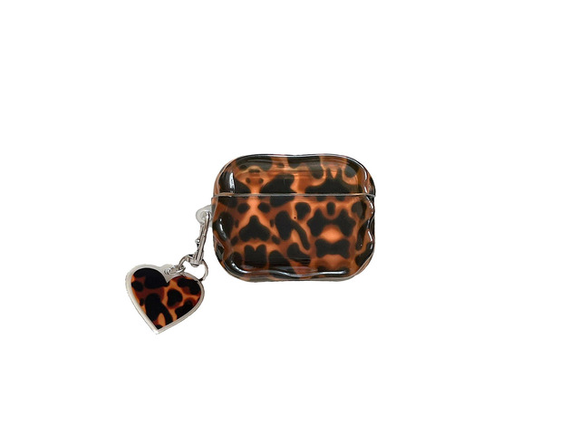 Aesthetic Tortoise Shell Case for Airpods Pro 3,Brown Leopard Print Protective Cover with Love Keychain for Cool Girls Women Men, Compatible for...