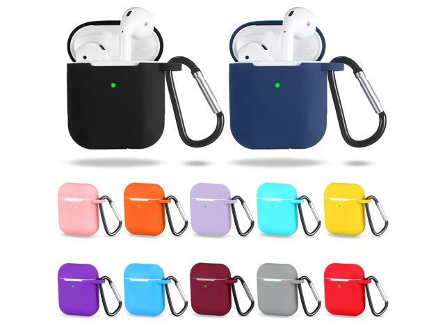 12 Pieces Headphone Silicone Protective Cases Cover with Keychain Accessories Compatible with Airpods 2 and 1 Wireless Charging Cases, Front LED...