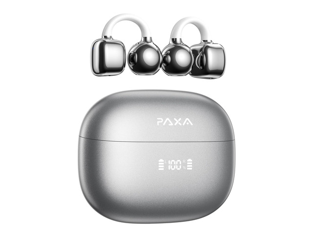 2026 Upgraded Clipbuds7 Clip On Earbuds with LED Display, Silver Open Ear Earbuds Wireless Bluetooth 5.4 Touch Control, Ultra-Light 4.5g Fit...