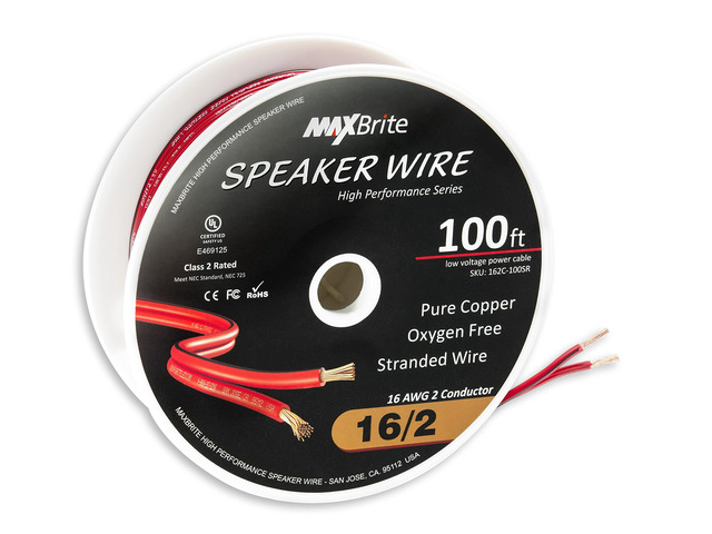 100 ft. 16 Gauge Stranded Flexible Dual Conductor Bonded Zip Cord Wire, Oxygen Free Pure Copper - UL Listed Class 2