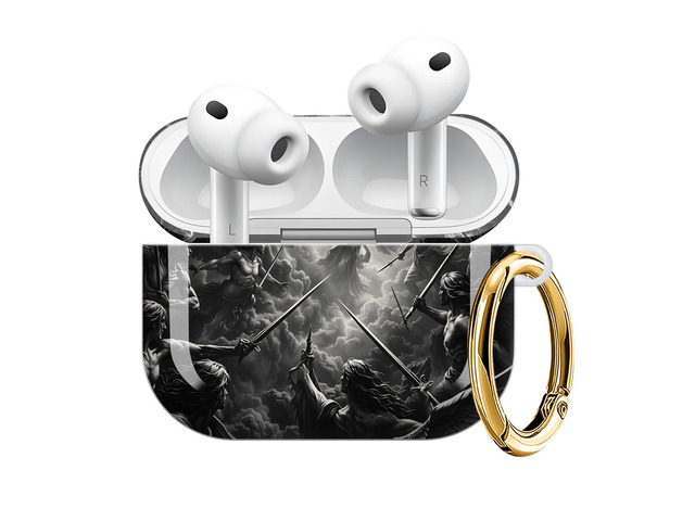 Compatible with AirPod Pro 3 Case (2025), Shockproof Dustproof Protective Cover with Cute Golden Keychain for Women & Girls - Dark Angel