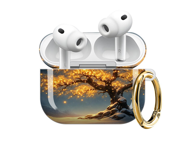 Compatible with AirPod Pro 3 Case (2025), Shockproof Dustproof Protective Cover with Cute Golden Keychain for Women & Girls - Golden Lights On...