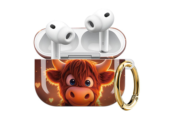 Compatible with AirPod Pro 3 Case (2025), Shockproof Dustproof Protective Cover with Cute Golden Keychain for Women & Girls - Cute Cow Hearts