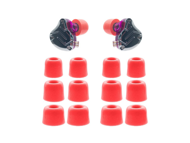 6 Pairs IEM Ear Tips Replacement for KZ ZS10 Pro X ZSN, Red Memory Foam Earbuds Tips, Ultimate Comfort, Secure Fit, Small/ Medium/ Large