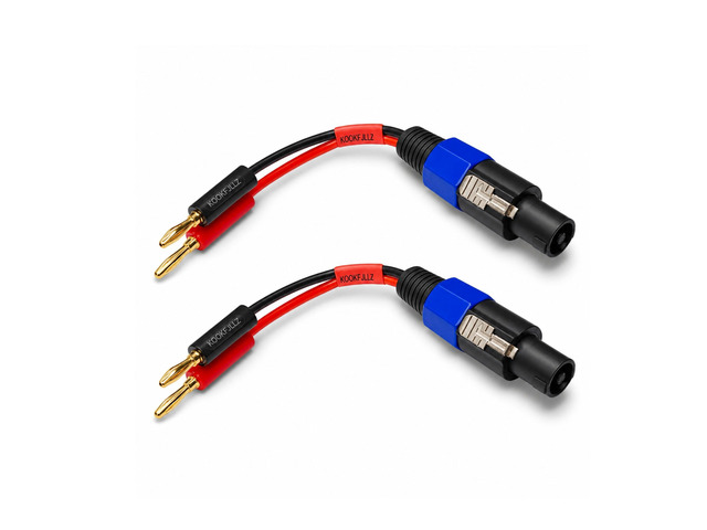 Speakon to Banana Plug Speaker Cables 2 Pack - 12AWG Gold Plated Professional Speaker Wire 6 Inch