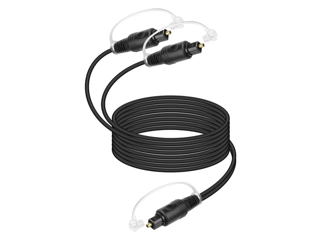 Optical Audio Splitter 1 in 2 Out,Toslink Digital Fiber Optical Audio Cable Splitter 1x2 for Home Theater TVs,Amps,Soundbar,VD/CD Player(2M/6.5FT)