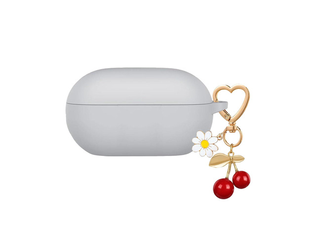 Case for Beats Solo Buds Case Cover, Soft Silicone Protective with Cute Cherry Daisy Flower Charm Keychain Accessories for New Beats Solo Charging...