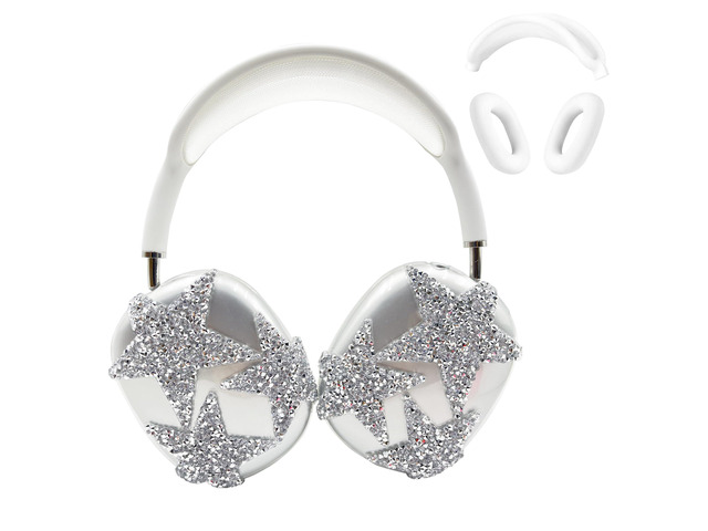 Bling Star for AirPods Max Cover - 3 in 1 Rhinestones Glittering Clear Sparkling Headphones Case for AirPods Max Ear Cups Cover Accessories with...