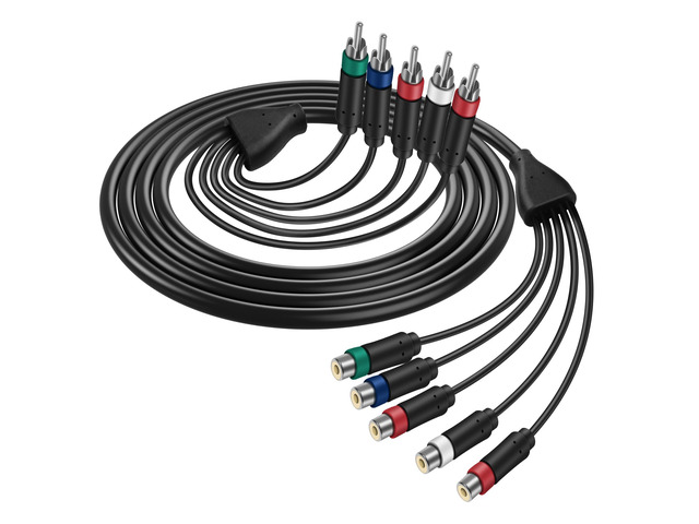 YPbPr Component Video Extension Cable 5RCA Female-to-Male Audio Video HD Component Cable for DVD Players, VCR, Camcorder, HDMI Crossover, Set Top...