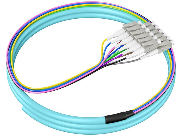 12 Strand OM3 LC/UPC Fiber Optic Pigtails Multimode, 4.9ft/1.5m Fiber Pigtail MMF Color-Coded, 50/125um