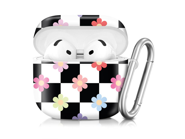 Compatible with AirPod 4th Generation 2024 Case, Shockproof Anti-Drop Protective Cover, Cute Case for Women Men with Keychain(Colorful Floral...
