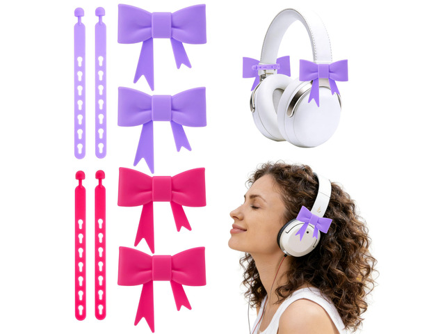 4 Pack Silicone Bow Decor Headphone Accessories, 3D Cute Earphone Accessories for Women Girls, Gamer Gift for Christmas,Gamer Girl Headphones...