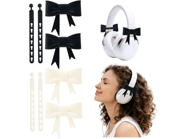 4 Pack Silicone Bow Decor Headphone Accessories, 3D Cute Earphone Accessories for Women Girls, Gamer Gift for Christmas,Gamer Girl Headphones...