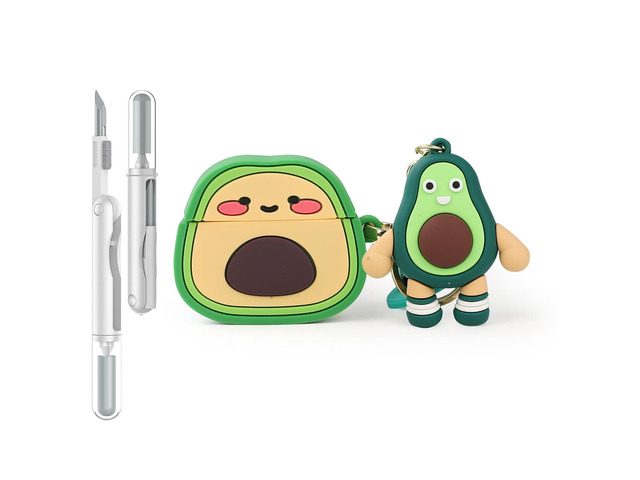 Case for AirPods 4th Generation Wireless Earbuds (2024) with Doll and Carabiner and Cleaning Pen Kit, Silicone Charging Protective Cover with...