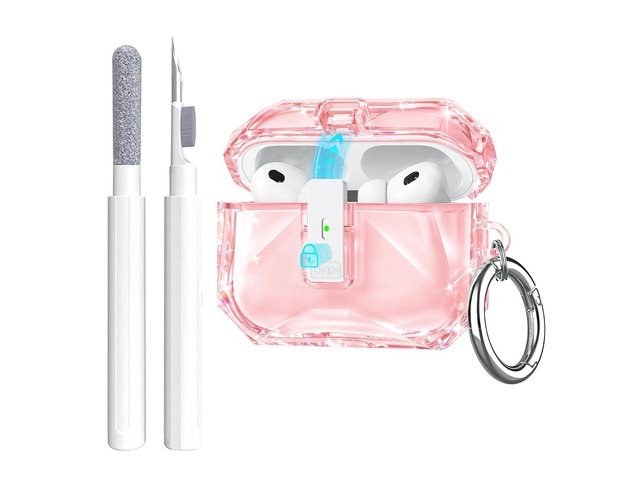 for Airpods Pro 3 Case Clear,Cute Diamond Design for Airpod Pro 3 Secure Lock & Auto Pop-up Soft TPU for Airpods pro 3rd Generation Case Cover 2025...