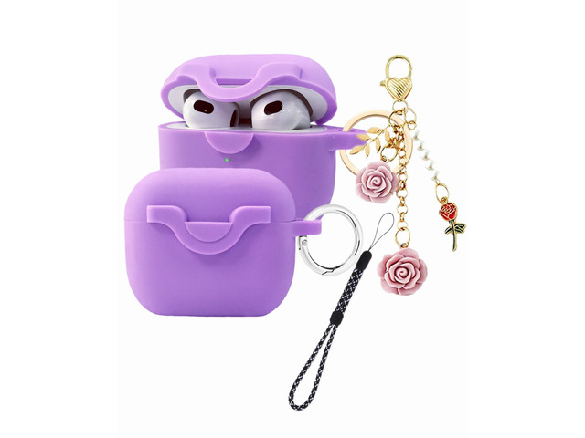 Secure Lock Case for Airpods 3 with Cute Flowers Keychain Lanyard,Silicone Protective Cover for Airpods 3rd Generation Case Women Girls for Apple...