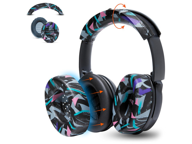SweatZ and BandZ Protective Sweat Cover & Headband Cover Bundle for Bose QuietComfort 35 Headphones by Wicked Cushions 90's Black