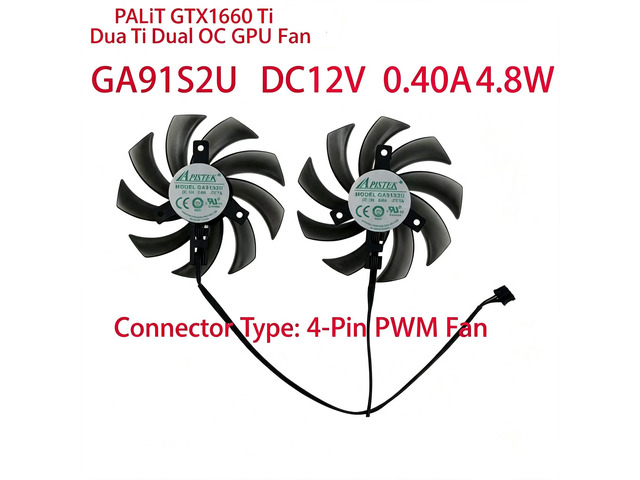 GPU Cooling Fan Replacement, GA91S2U 85mm DC12V 0.40A 4Pin PWM Graphics Card Cooler Compatible with PALiT RTX2060 RTX2060S GTX1660 GTX1660S...