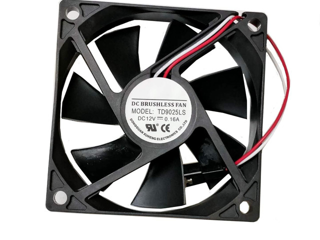 TD9025LS DC 12V 0.16A 90x90x25mm 9025 2Wire Silent Axial Cooling Fan, Hydraulic Bearing Replacement Fan for Wine Cooler, PC Case, Power Supply,...