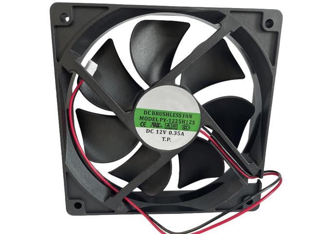PY-1225H12S DC Brushless 12V 0.35A 120x120x25mm 12025 2Wire HighAirflow Axial Fan, Replacement 120mm Fan for Ice Maker, Incubator, PC Case,...
