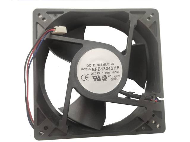 EFB1324SHE DC Brushless 24V 1.38A 127x127x38mm 12738 3Wire BallBearing Fan, Delta Compatible Replacement Fan for Inverter, Server, Industrial...