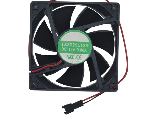 TX8025L12S DC Brushless 12V 0.08A 80x80x25mm 8025 2Wire SleeveBearing Silent Fan, Replacement 80mm Fan for Wine Cooler, MiniFridge, NAS Power...