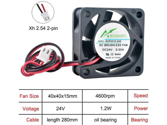 ACP4015 40x40x15mm DC24V 2Pin OilBearing Axial Cooling Fan, 40mm Replacement Fan for Printer, Power Supply and Small Electronic Equipment Heat...