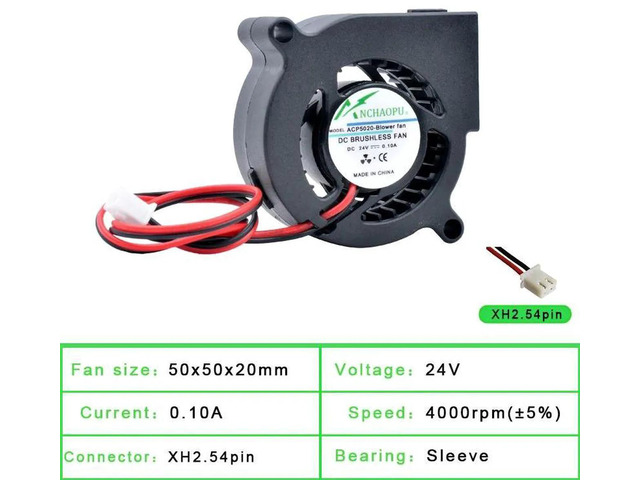 ACP5020 50x50x20mm DC24V 4000RPM Sleeve Bearing Turbine Blower Cooling Fan, 50mm Centrifugal Replacement Fan for Projectors and 3D Printers Heat...