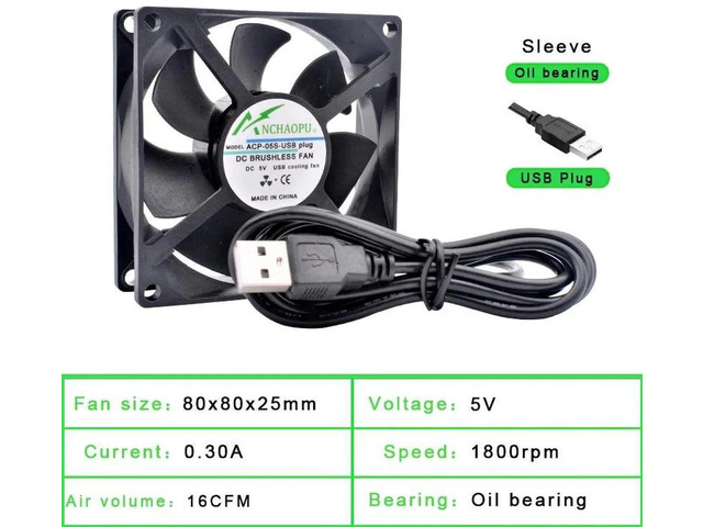 80x80x25mm Sleeve Bearing USB DC5V Silent Cooling Fan, USB Powered Quiet Axial Replacement Fan for DIY Cooling Router, Game Console, TV Box, Power...