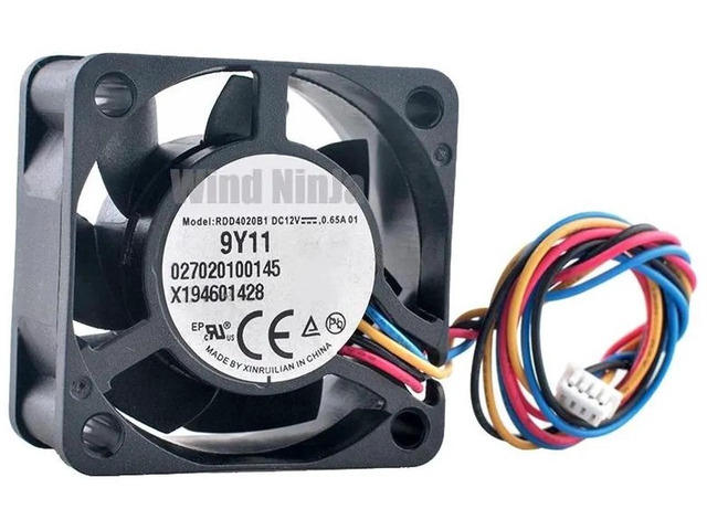 RDD4020B1 40x40x20mm 40mm 4cm HighSpeed Cooling Fan, DC12V 0.65A 4Pin Dual Ball Bearing Replacement Fan for Computer Chassis, Power Supply and...