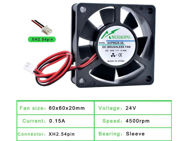 ACP6020 60x60x20mm 60mm 6cm Axial Cooling Fan, DC24V Sleeve Bearing 2Pin Replacement Fan for Computer Chassis, Power Supply, Charger, Inverter and...