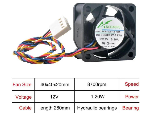 ACP402012PWM ACP402024PWM 40x40x20mm 40mm 4cm Hydraulic Cooling Fan, DC12V 4Pin PWM HighSpeed Axial Replacement Fan for Chassis, CPU and Server...