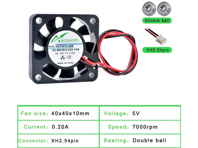 ACP4010 40x40x10mm 40mm 4cm Dual Ball Bearing Miniature Axial Cooling Fan, DC5V 2Pin Brushless Replacement Fan for Power Monitoring Chargers Heat...
